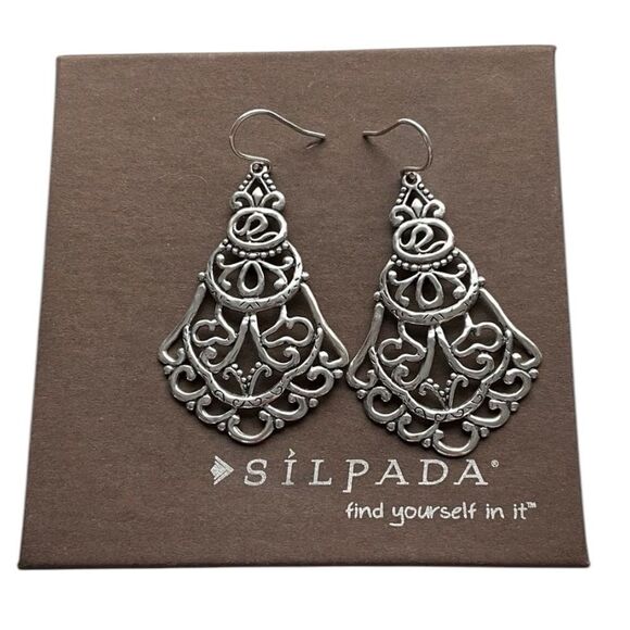 Silpada W2949 Flamenco Flair Ornate Chandelier Sterling Silver Earrings - Picture 2 of 4